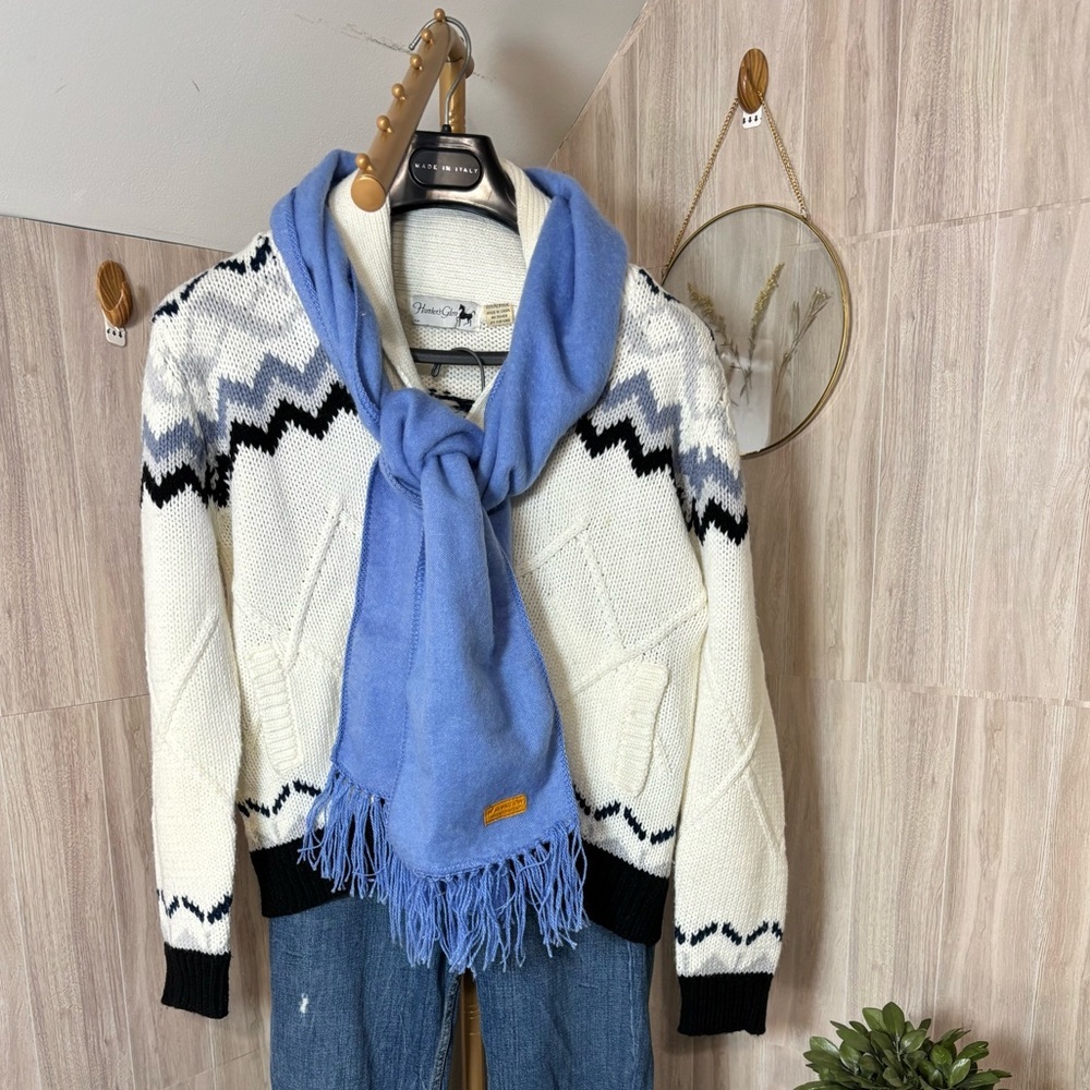 Alpaca Blue Scarf With Fringe